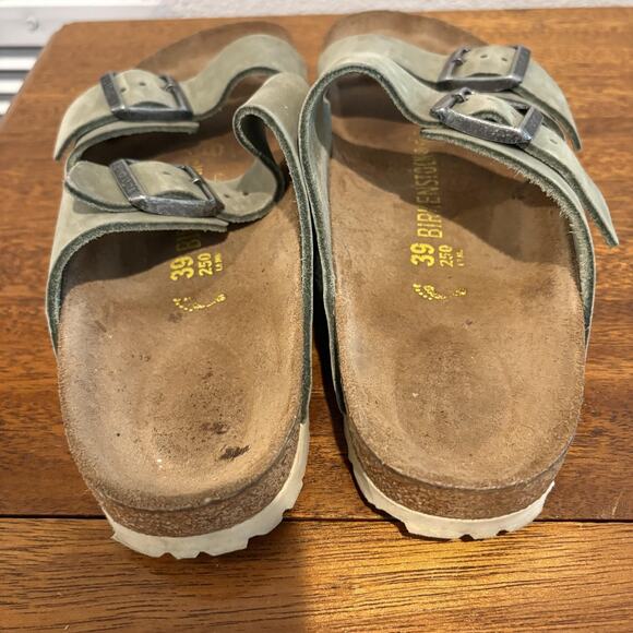 Birkenstock Arizona Sandals Women 8-8.5 EU 39 Green Suede Leather Made Germany - Picture 5 of 11